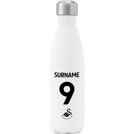 Personalised Swansea City AFC Back Of Shirt Insulated Water Bottle - White