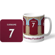 Personalised Burnley FC Dressing Room Shirts Mug & Coaster Set