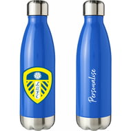 Personalised Leeds United FC Crest Blue Insulated Water Bottle