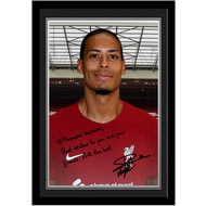 Personalised Liverpool FC Virgil van Dijk Autograph A4 Framed Player Photo