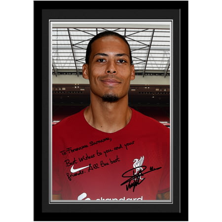 Personalised Liverpool FC Virgil van Dijk Autograph A4 Framed Player Photo