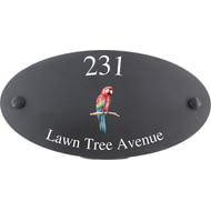 Personalised Parrot Bird Motif Oval Slate House Sign Plaque 25x13cm
