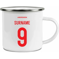 Personalised Aberdeen FC Back Of Shirt Enamel Camping Mug