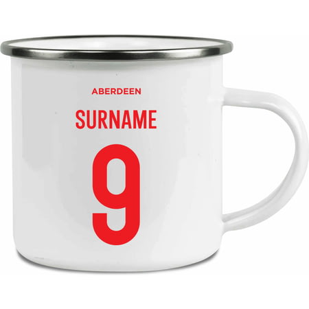 Personalised Aberdeen FC Back Of Shirt Enamel Camping Mug