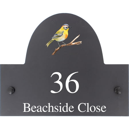 Personalised Flamecrest Bird Motif Slate House Name Or Number Plaque/Sign - 25x20cm