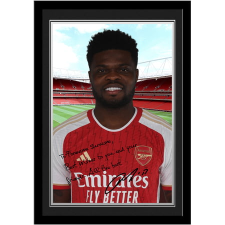 Personalised Arsenal FC Thomas Partey Autograph A4 Framed Player Photo