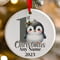 Personalised 1st Christmas Grey Penguin Ceramic Hanging Tree Decoration - 7cm