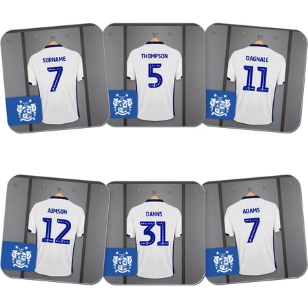 Personalised Bury FC Dressing Room Shirts Coasters Set of 6