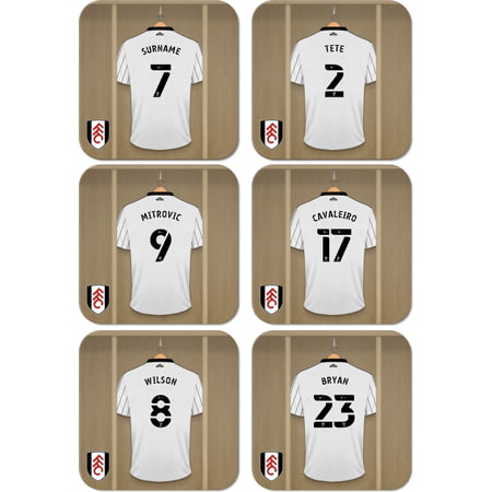 Personalised Fulham FC Dressing Room Shirts Coasters Set of 6