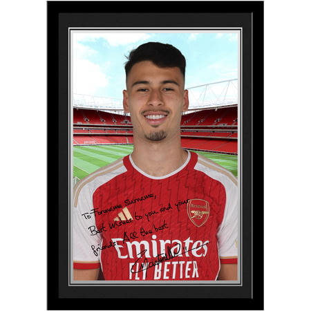 Personalised Arsenal FC Gabriel Martinelli Autograph A4 Framed Player Photo