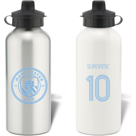 Personalised Manchester City FC Retro Shirt Aluminium Sports Water Bottle