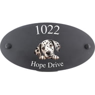 Personalised Dalmatian Dog Motif Oval Slate House Sign Plaque 25x13cm