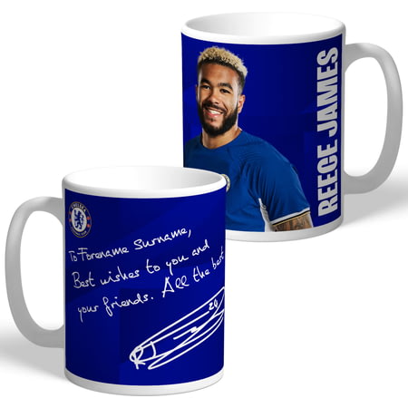 Personalised Chelsea FC Reece James Autograph Player Photo 11oz Ceramic Mug