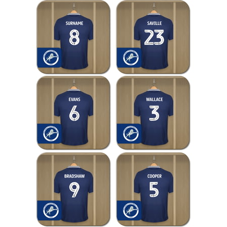 Personalised Millwall FC Dressing Room Shirts Coasters Set of 6