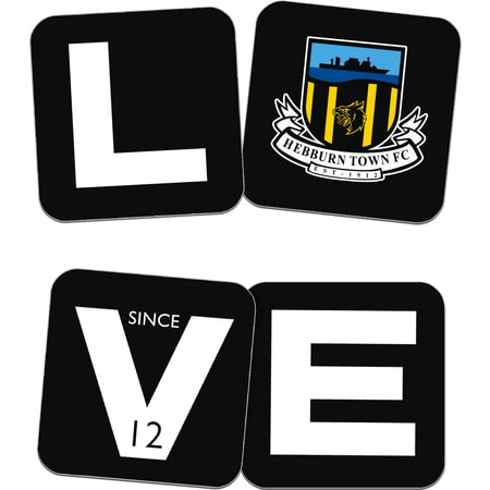 Personalised Hebburn Town FC Love Coasters (x4)