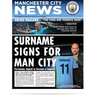 Personalised Manchester City FC Spoof Newspaper Single Page Print