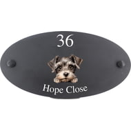 Personalised Miniature Schnauzer Dog Motif Oval Slate House Sign Plaque 25x13cm