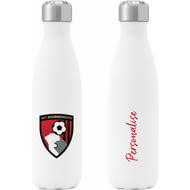Personalised AFC Bournemouth Crest Insulated Water Bottle - White