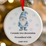 Personalised Blue Christmas Gonk Gnome Ceramic Hanging Tree Decoration - 7cm