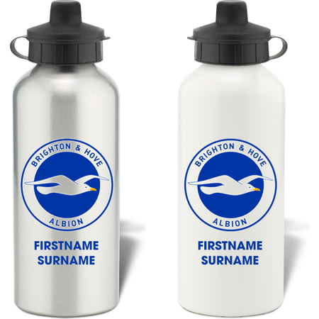 Personalised Brighton & Hove Albion FC Bold Crest Aluminium Sports Water Bottle