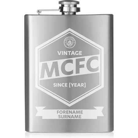 Personalised Manchester City FC Vintage Hip Flask