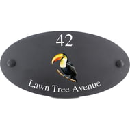 Personalised Toucan Bird Motif Oval Slate House Sign Plaque 25x13cm