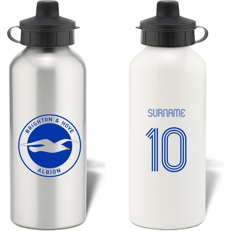 Personalised Brighton & Hove Albion FC Retro Shirt Aluminium Sports Water Bottle