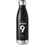 Personalised Derby County Back Of Shirt Black Insulated Water Bottle