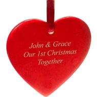 Personalised Red Soap Stone Heart Shaped Tree Decoration