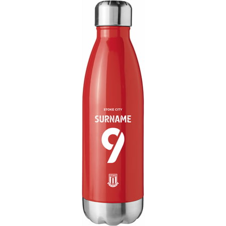 Personalised Stoke City FC Back Of Shirt Red Insulated Water Bottle