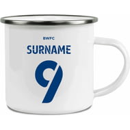 Personalised Bolton Wanderers FC Back Of Shirt Enamel Camping Mug