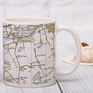 Personalised Present Day Map Of Your Postcode Ceramic Mug