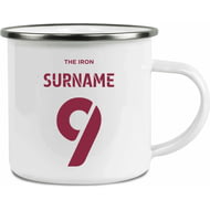 Personalised Scunthorpe United FC Back Of Shirt Enamel Camping Mug