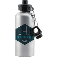 Personalised Blue Rugby Silver Sports Bottle