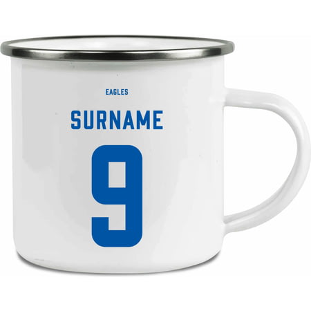 Personalised Crystal Palace FC Back Of Shirt Enamel Camping Mug