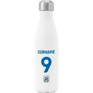 Personalised Huddersfield Town AFC Back Of Shirt Insulated Water Bottle - White