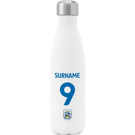 Personalised Huddersfield Town AFC Back Of Shirt Insulated Water Bottle - White