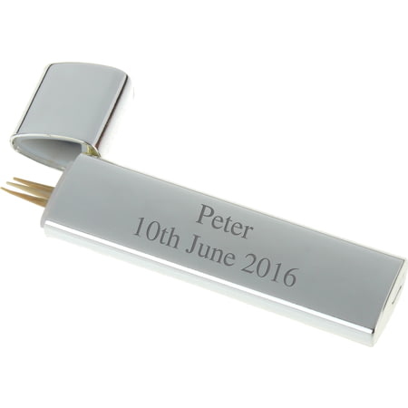 Personalised Engraved Silver Plated Toothpick Holder with Tooth Picks