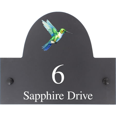 Personalised Hummingbird Motif Slate House Name Or Number Plaque/Sign - 25x20cm