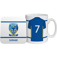 Personalised Warrington Wolves Shirt Mug & Coaster Set