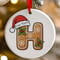 Personalised Gingerbread Initial Letter Christmas Ceramic Hanging Tree Decoration - 7cm