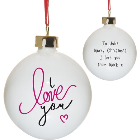 Personalised I Love You Christmas Tree Ceramic Bauble