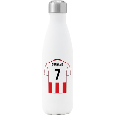 Personalised Sunderland Shirt Insulated Water Bottle - 500ml - White