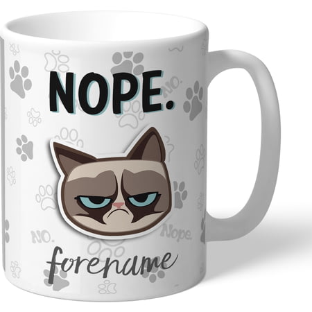 Personalised Grumpy Cat Emoji - Nope Mug Grey