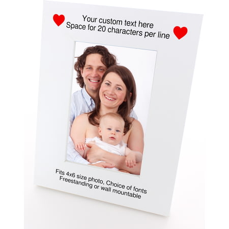 Personalised Red Heart 4x6" Wooden Portrait Photo Frame