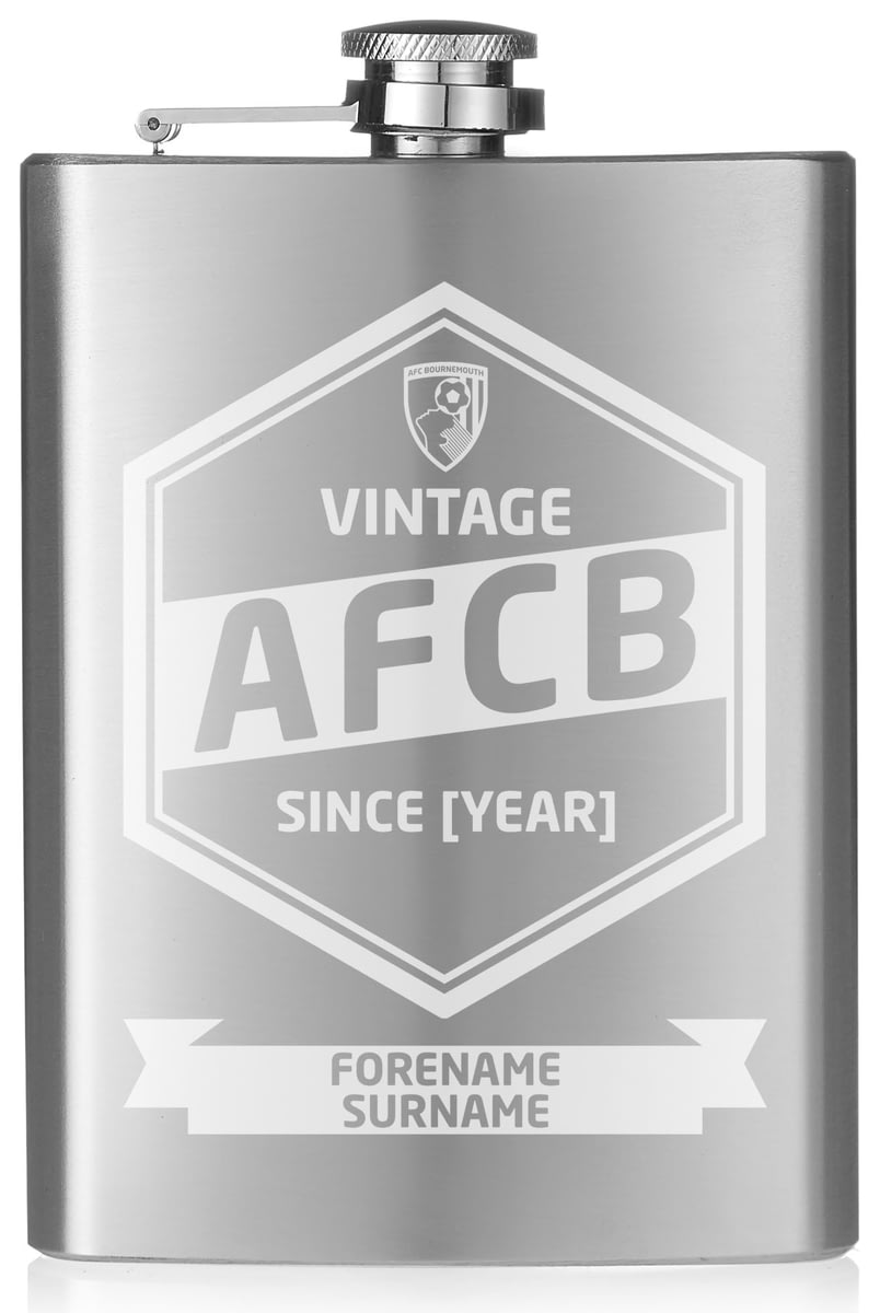 Personalised AFC Bournemouth Vintage Hip Flask from Go ...
