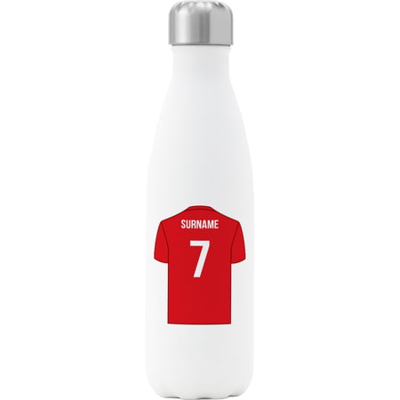 Personalised Liverpool Shirt Insulated Water Bottle - 500ml - White