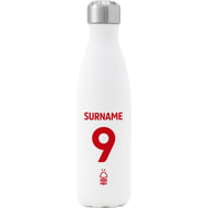 Personalised Nottingham Forest FC Back Of Shirt Insulated Water Bottle - White