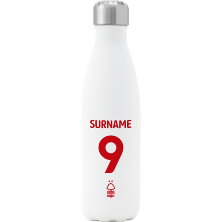 Personalised Nottingham Forest FC Back Of Shirt Insulated Water Bottle - White