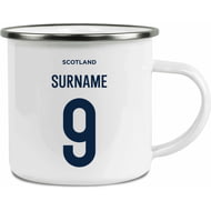 Personalised Scotland Back Of Shirt Enamel Camping Mug